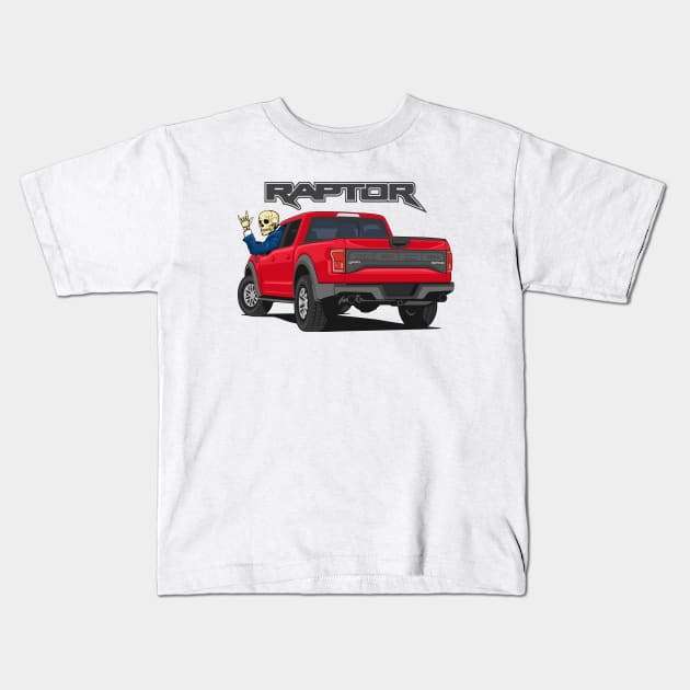 Truck ranger raptor f150 4x4 hand skull metal red Kids T-Shirt by creative.z